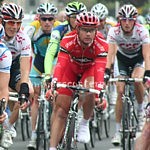 Andy and Frank Schleck in the peloton during the second stage of the Tour de Luxembourg 2008